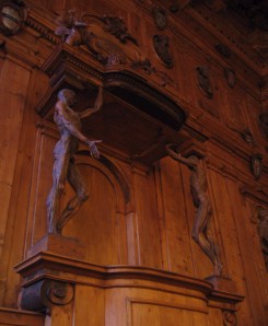 Flayed carvings in the theatre