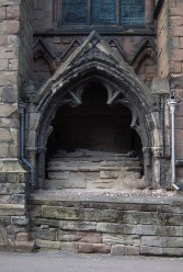 Dilapidated exterior tomb
