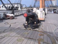 A moveable deck gun on HMS Warrior