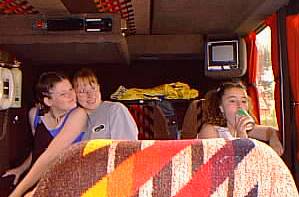 Laura, Helen  and Tarren on the coach, 'in the Pantry'.