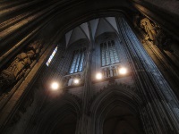 Between the western towers. Between the western towers.