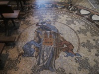 Mosaic depicting the completion of the cathedral. Mosaic depicting the completion of the cathedral.