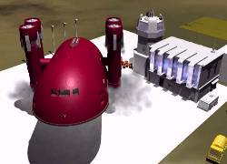 The carrier ship lifts off.