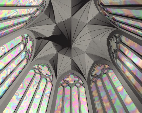 Octagonal ribbed pendant vault.