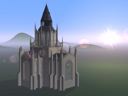 Crenellated octagonal lantern.