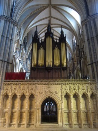 The choir screen, with the 'crazy vault' of the choir beyond that may be the origin of all complex vaulting (possibly Geoffrey De Noiers, 1200).